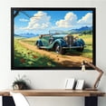 thumbnail image 1 of Designart "Classic American Beauty Green Car on Meadow" Transportation Framed Wall Art Decor - Modern Green Car Old American Entryway Framed Wall Art Print, 1 of 6