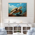 thumbnail image 1 of Designart "Classic Art Showing A Turtle'S Coastal Life In Monochrome" Animals Turtle Floater Framed Canvas Art Print, 1 of 5