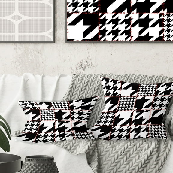 Designart Classic Houndstooth Pattern' Mid-Century Modern Throw Pillow - 16x16