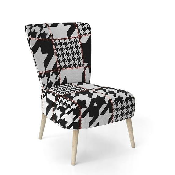 Designart "Classic Houndstooth Pattern" Upholstered Mid-Century Accent Chair - Arm Chair