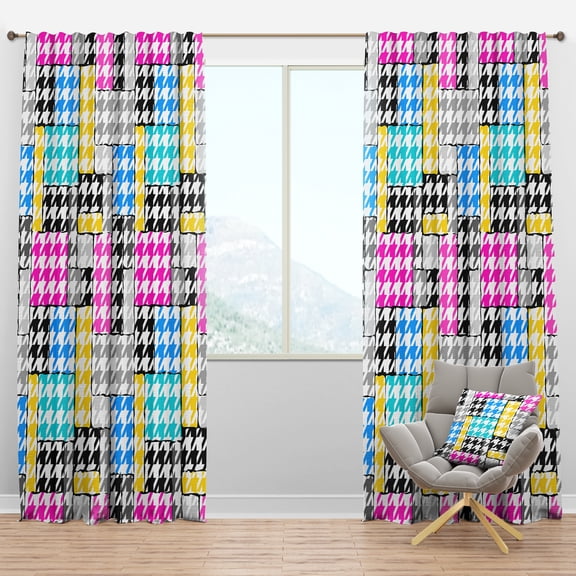 Designart 'Classic Pattern Hounds-tooth' Mid-Century Modern Blackout Curtain Panel