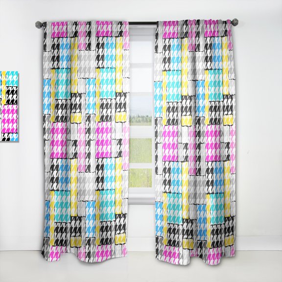Designart 'Classic Pattern Hounds-tooth' Mid-Century Modern Curtain Panel