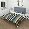 thumbnail image 1 of Designart "Classic Pinstripes In Green And Gold" Striped Bedding Covert Set - Modern & Contemporary Bed Set With 2 Shams, 1 of 5
