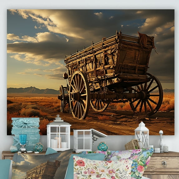 Designart "Classic Western Carriage Cart In The Usa I" Old American Cart Canvas Prints