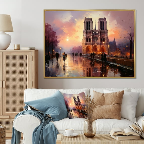 Designart "Claude s Vision Normandy Cathedral V" Spiritual Floater Framed Wall Art Print