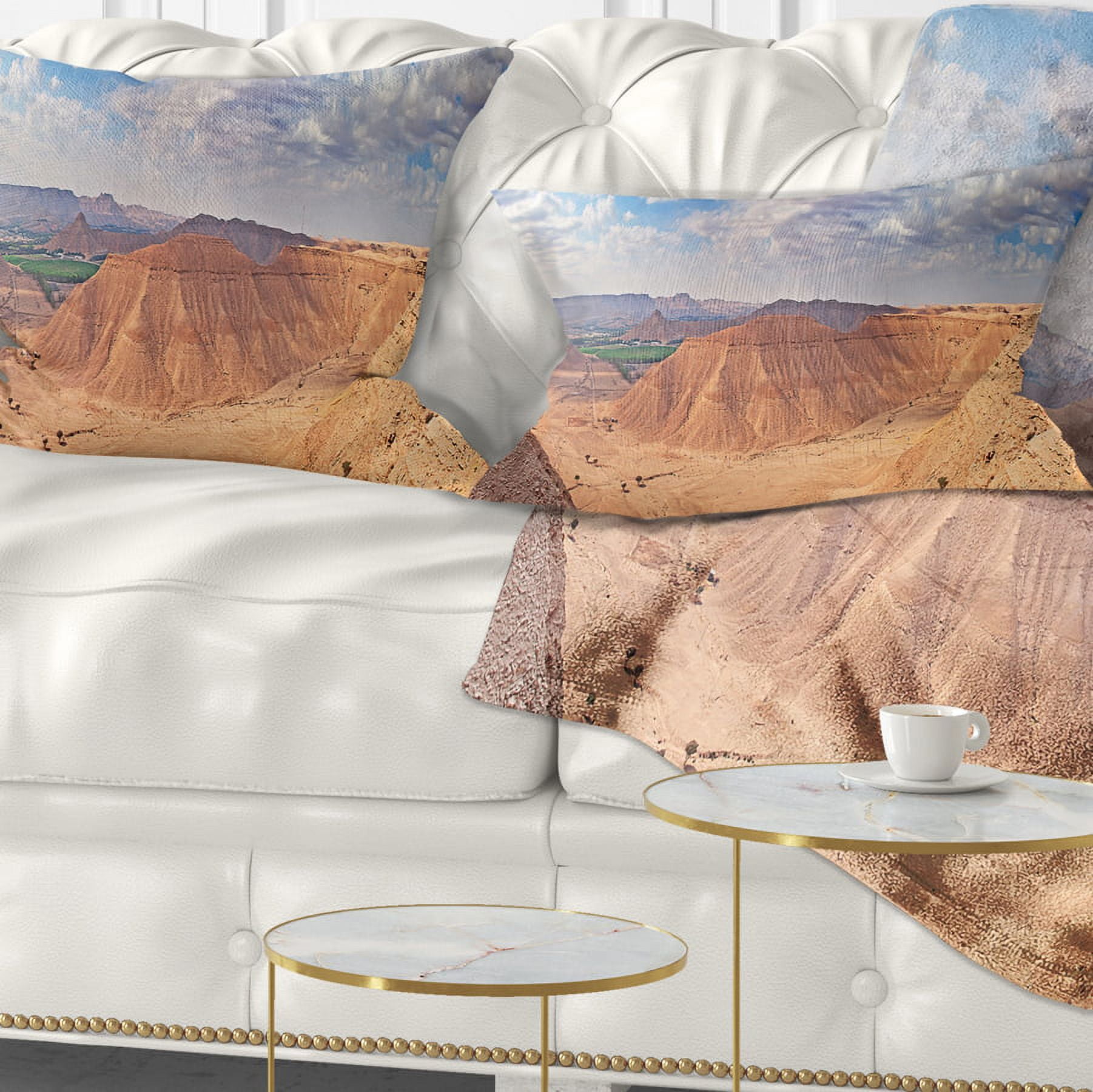 Designart Clay Rocks around Riyadh City - Landscape Printed Throw Pillow - 12x20