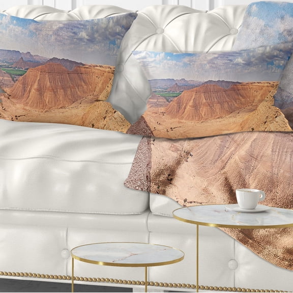 Designart Clay Rocks around Riyadh City - Landscape Printed Throw Pillow - 12x20