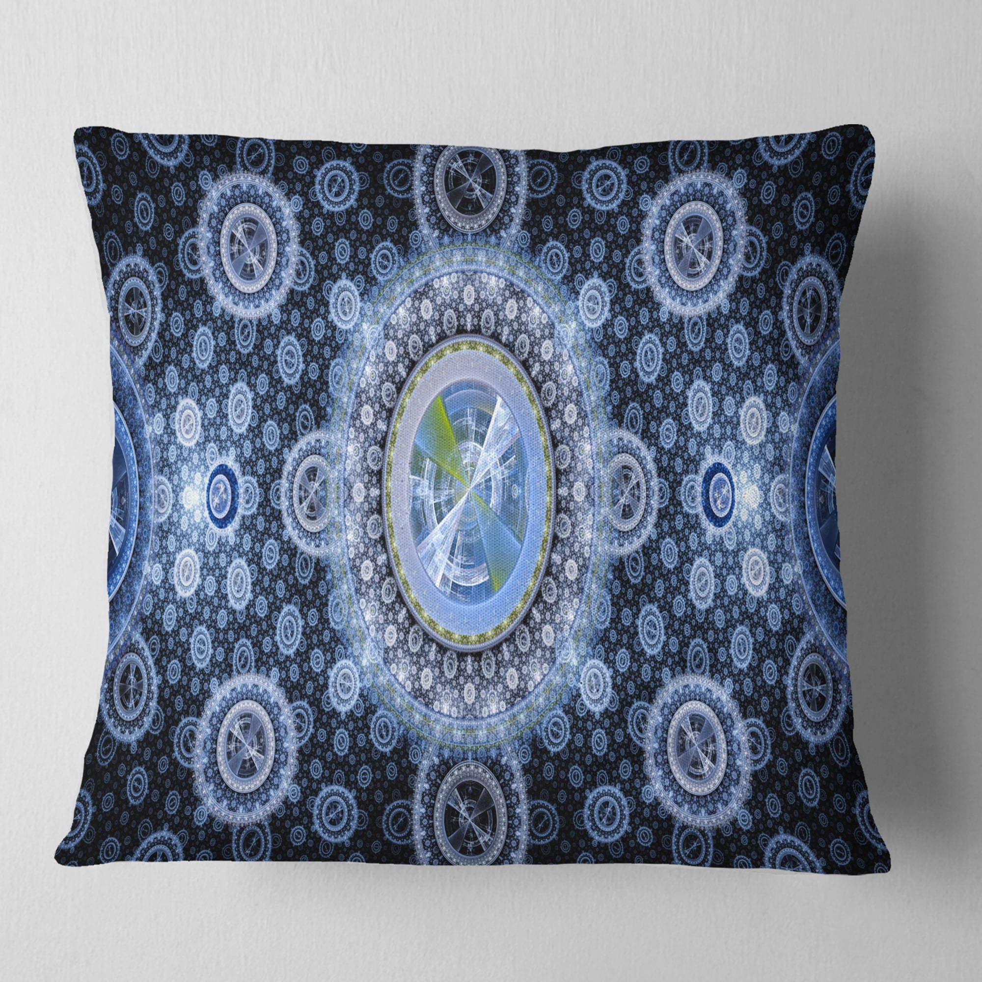 Designart Clear Blue Psychedelic Relaxing Art - Abstract Throw Pillow - 16x16