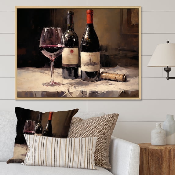 Designart "Clear Claret" Wine Floater Framed Canvas Art Print