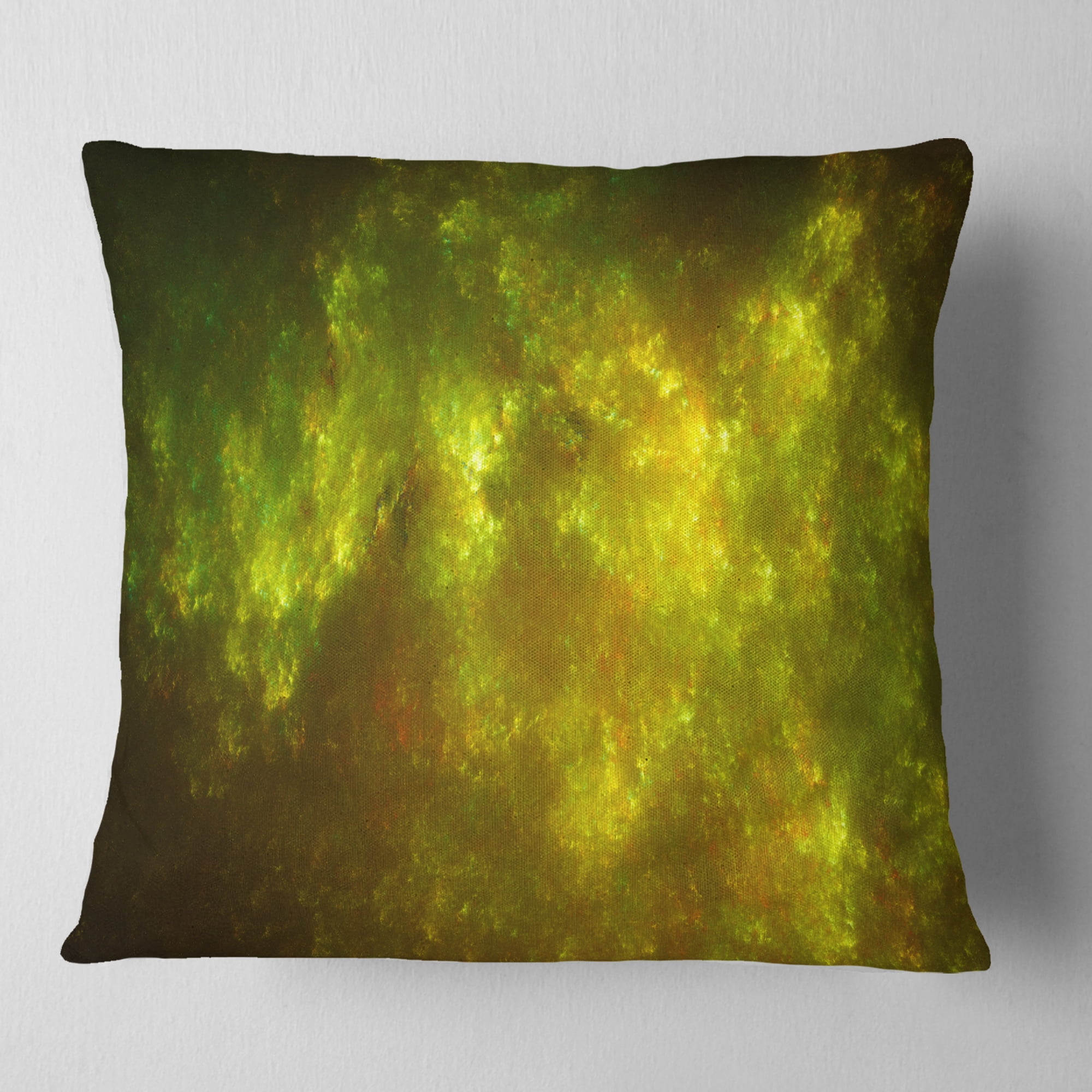 Designart Clear Golden Starry Fractal Sky - Abstract Throw Pillow - 18x18