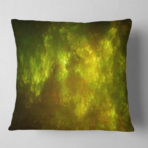 Designart Clear Golden Starry Fractal Sky - Abstract Throw Pillow - 18x18