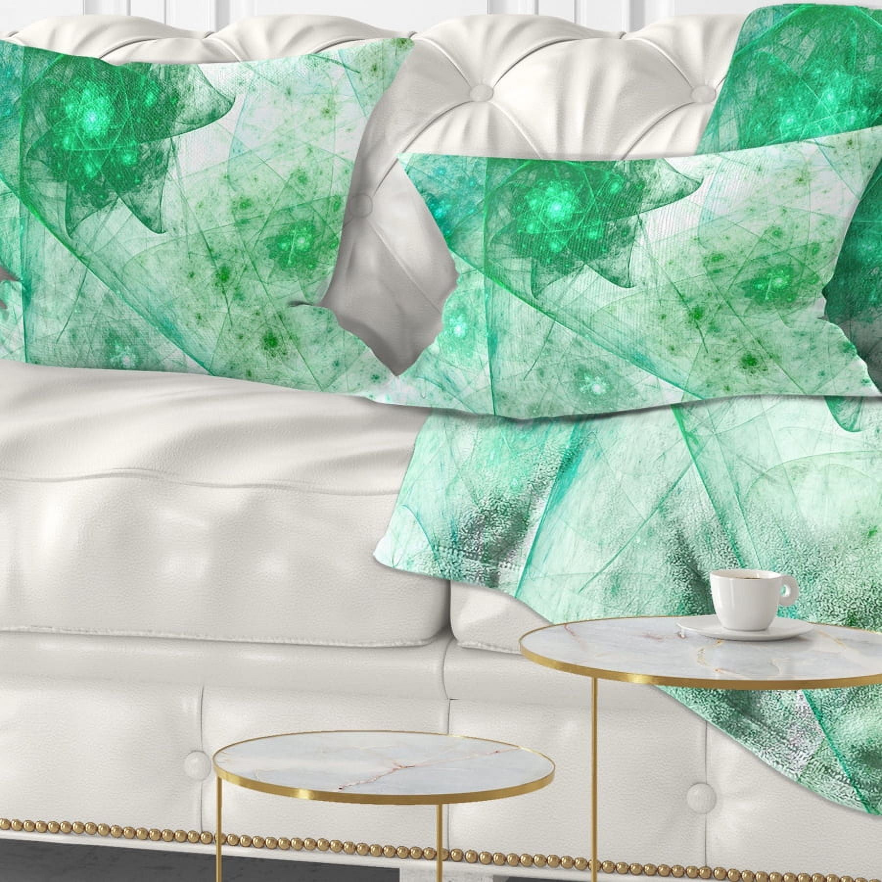 Designart Clear Green Rotating Polyhedron - Abstract Throw Pillow - 12x20