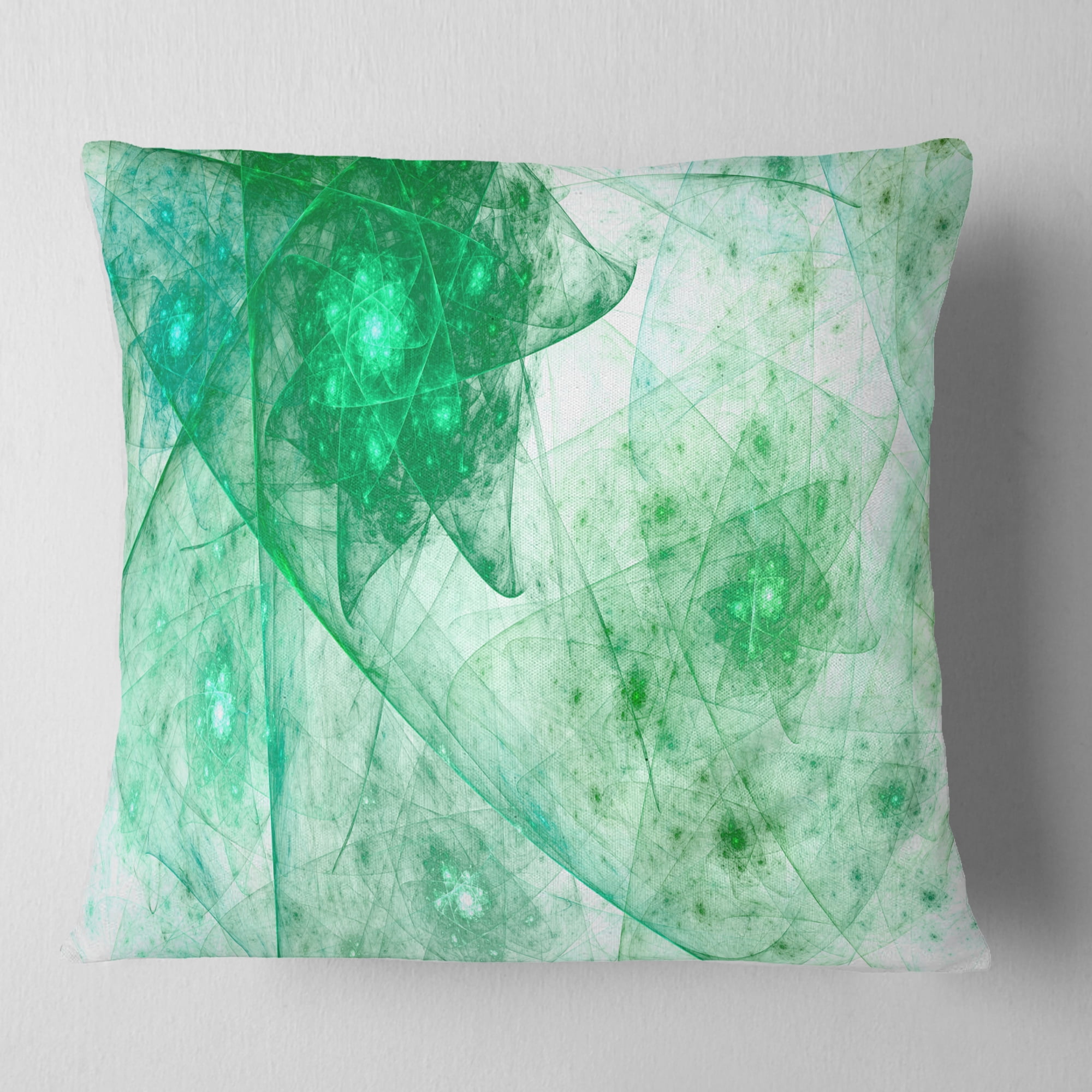 Designart Clear Green Rotating Polyhedron - Abstract Throw Pillow - 16x16