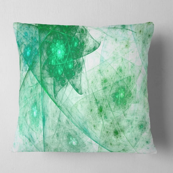 Designart Clear Green Rotating Polyhedron - Abstract Throw Pillow - 16x16