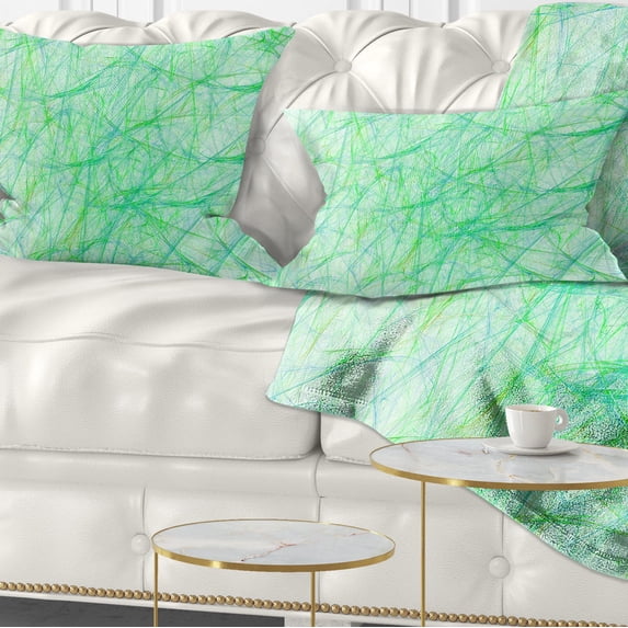 Designart Clear Green Veins of Marble - Abstract Throw Pillow - 12x20
