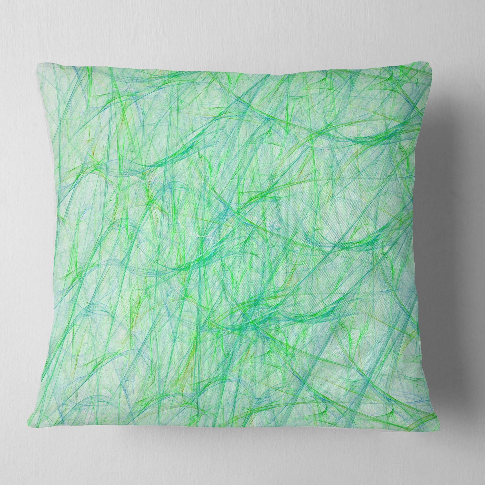 Designart Clear Green Veins of Marble - Abstract Throw Pillow - 18x18