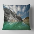 thumbnail image 1 of Designart Clear Mountain Lake under Bright Sky - Landscape Printed Throw Pillow - 16x16, 1 of 4
