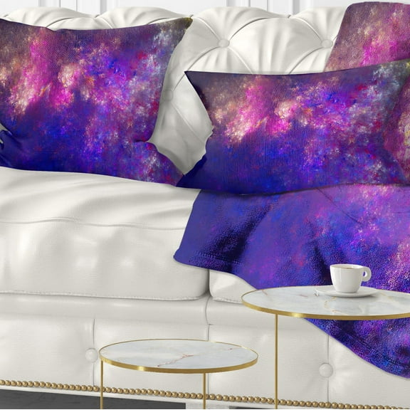 Designart Clear Purple Starry Fractal Sky - Abstract Throw Pillow - 12x20