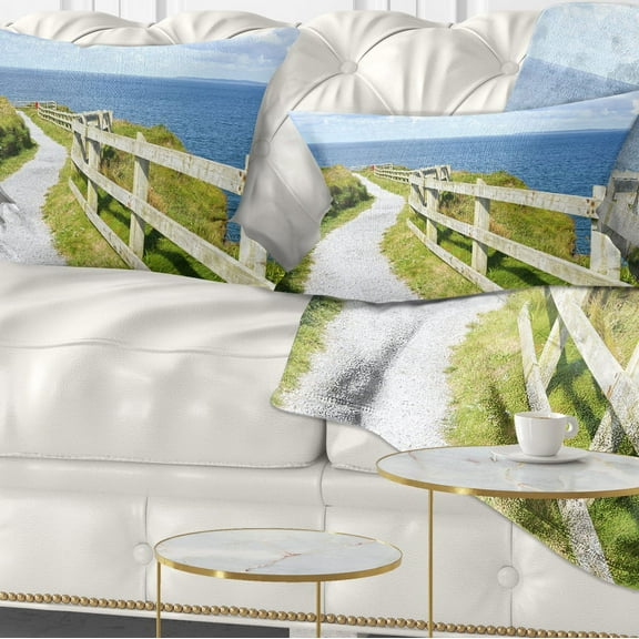 Designart Cliff Walk on Wild Atlantic Way - Landscape Printed Throw Pillow - 12x20
