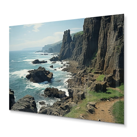 Designart "Cliffs Along the Coastal Ocean II" Landscapes Metal Wall Decor