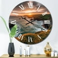 thumbnail image 1 of Designart "Cliffside Sunset I" Coastal Oversized Wall Clock, 1 of 5