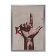thumbnail image 1 of Designart 'Climber With Finger Pointing Up Sign' Modern Framed Art Print, 1 of 4