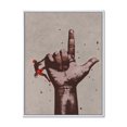 thumbnail image 1 of Designart 'Climber With Finger Pointing Up Sign' Modern Framed Canvas Wall Art Print, 1 of 1