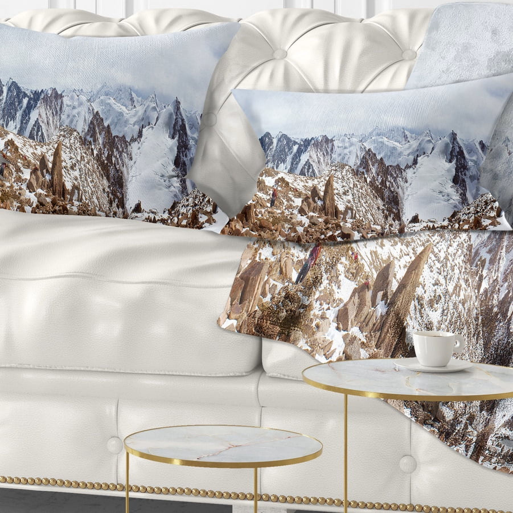 Designart Climbers on the Mountain Top - Landscape Printed Throw Pillow - 12x20