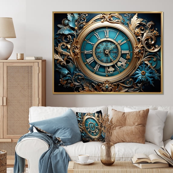 Designart "Clock Industrial gracefulness II" Fashion Floater Framed Canvas Art Print
