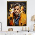 thumbnail image 1 of Designart "Clooney In Cobalt" Pop Art Floater Framed Canvas Wall Art, 1 of 5