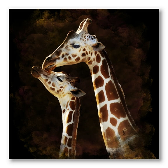 Designart ' Close UP Of Two Giraffes Kissing I ' Farmhouse Canvas Wall Art Print