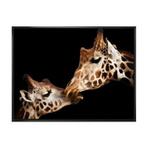 Designart 'Close UP Of Two Giraffes Kissing II' Farmhouse Framed Canvas Wall Art Print