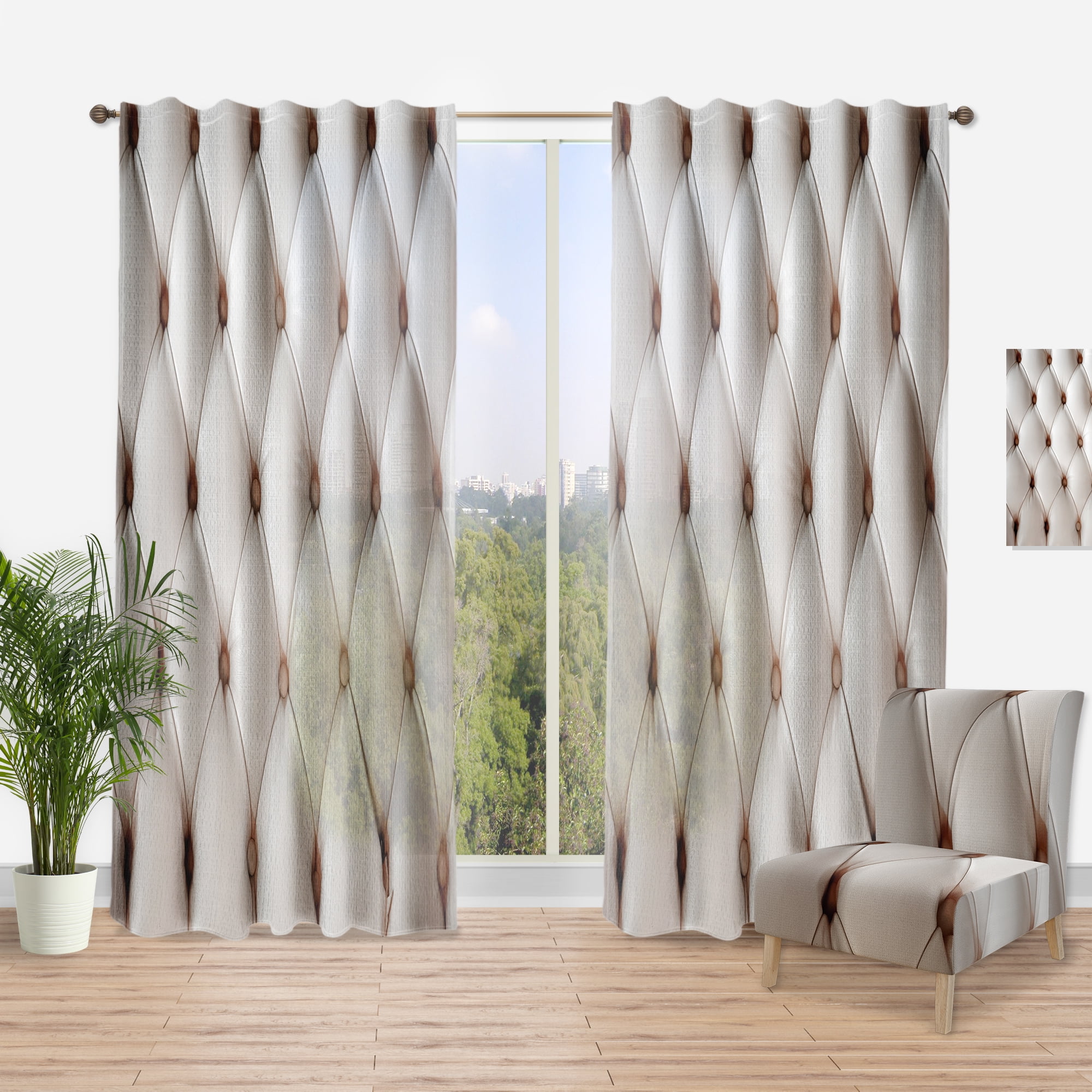Designart 'Close Up Diamond Shaped Leather Couch' Modern & Contemporary Curtain Panel