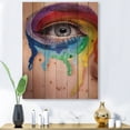 thumbnail image 1 of Designart 'Close Up Eye With Colourful Cry In A Wheel Arround' Modern Print on Natural Pine Wood, 1 of 5