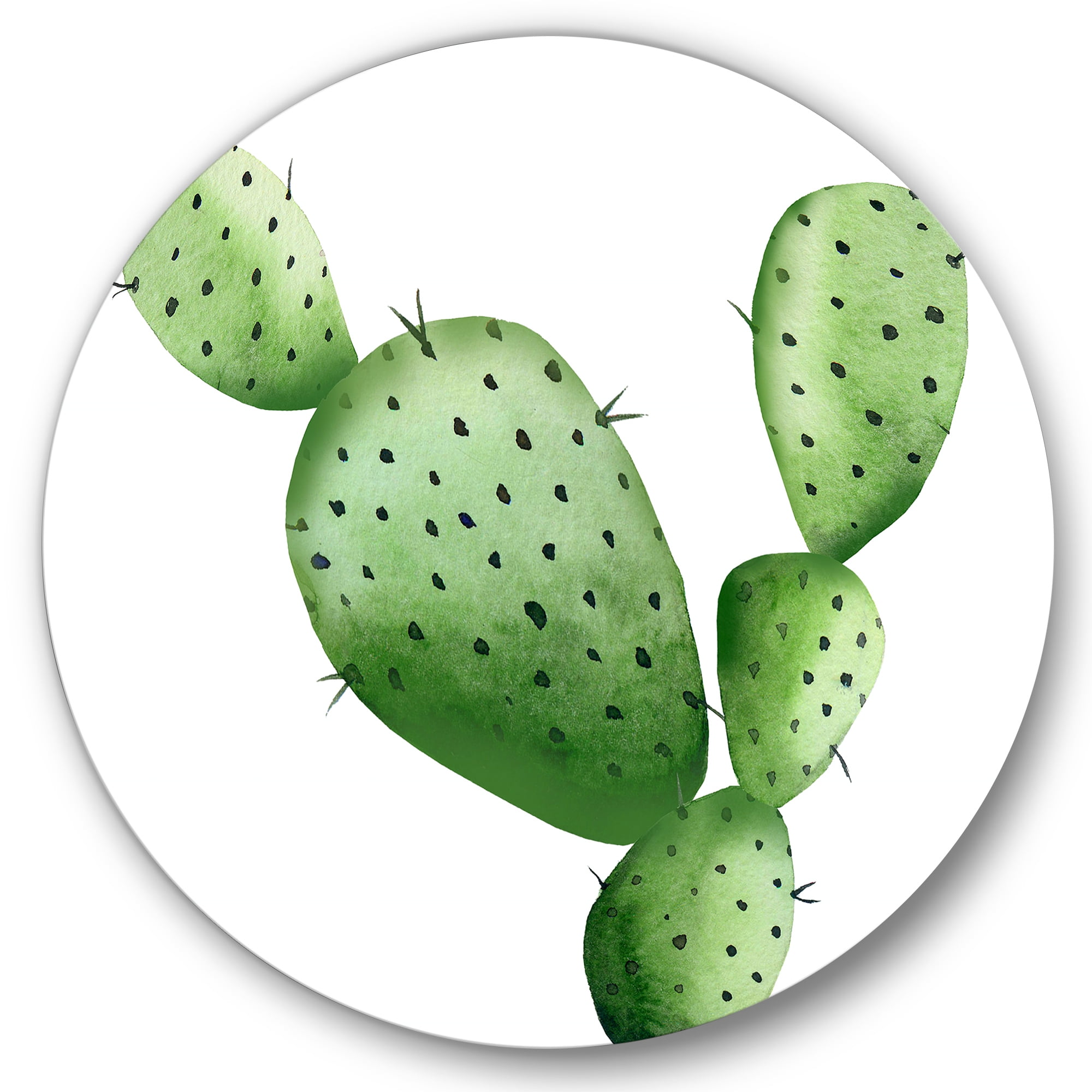 Designart 'Close Up Green Southwestern Cactus' Tropical Circle Metal Wall Art 23x23 - Disc of 23