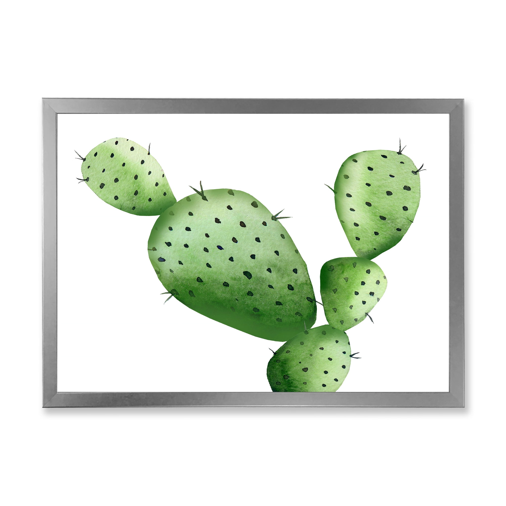 Designart 'Close Up Green Southwestern Cactus' Tropical Framed Art Print