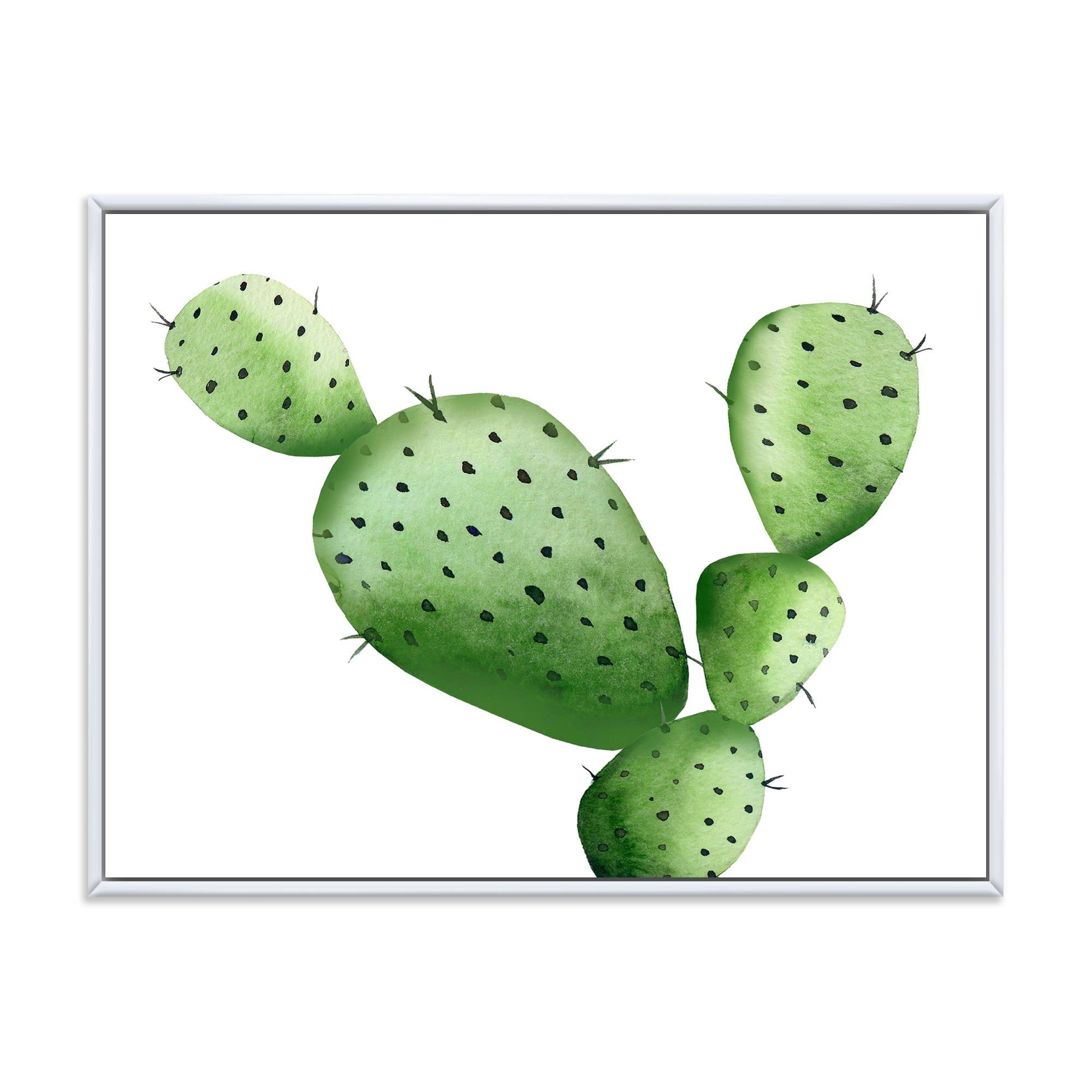Designart 'Close Up Green Southwestern Cactus' Tropical Framed Canvas Wall Art Print