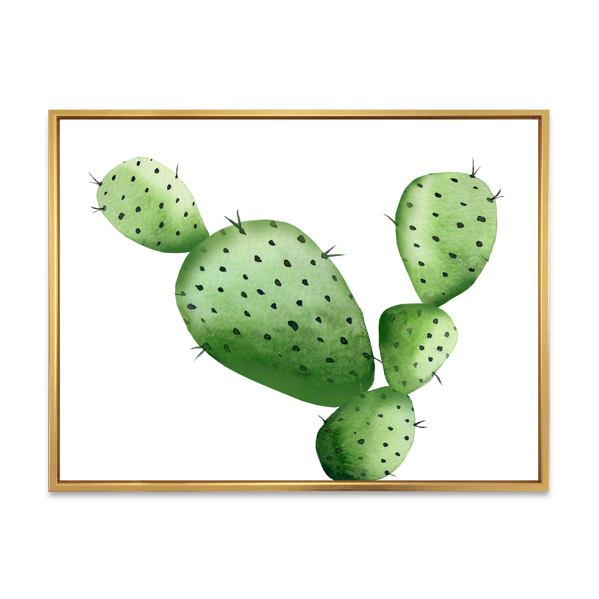 Designart 'Close Up Green Southwestern Cactus' Tropical Framed Canvas Wall Art Print