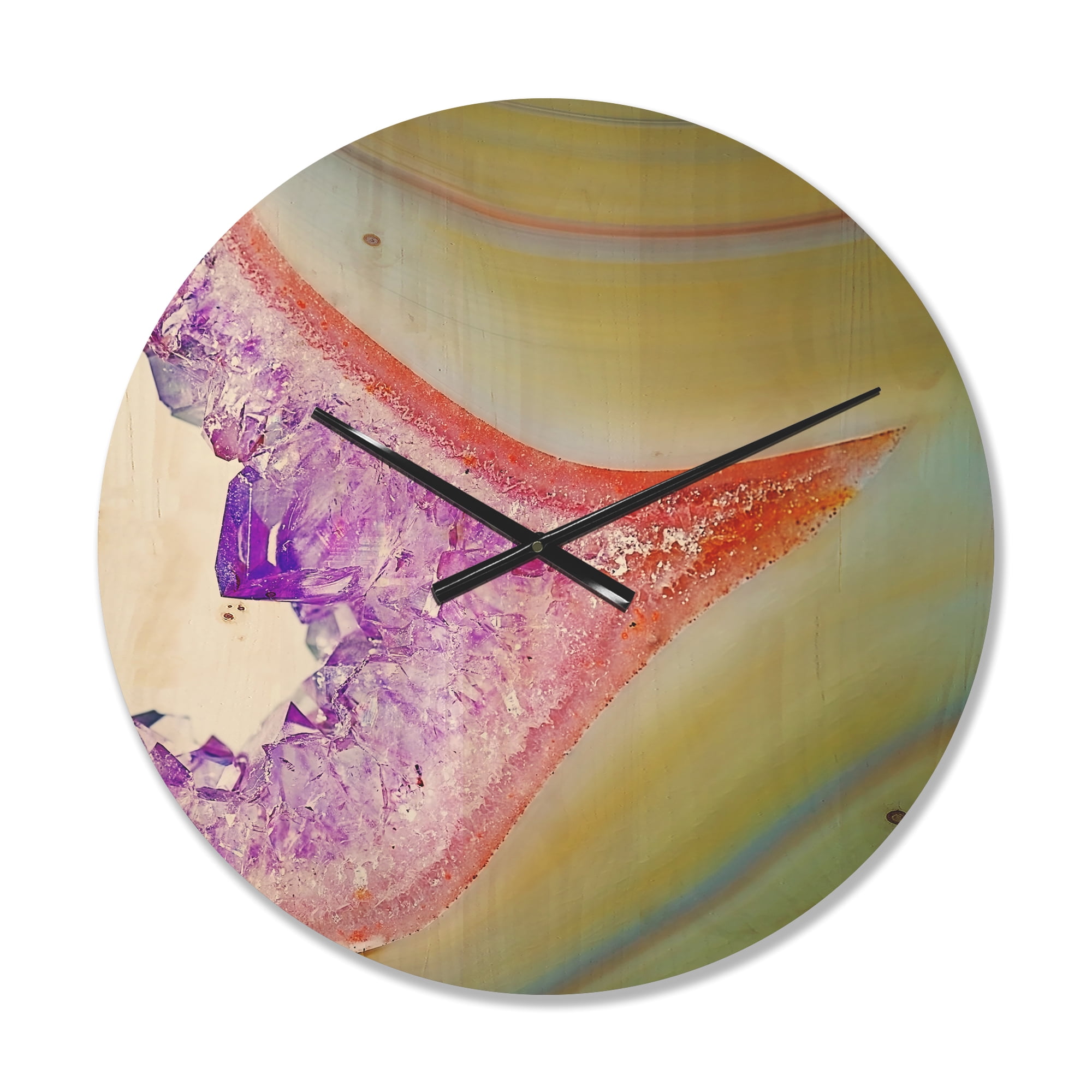 Designart 'Close Up Natural Agate' Modern Wood Wall Clock