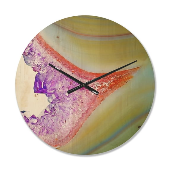 Designart 'Close Up Natural Agate' Modern Wood Wall Clock