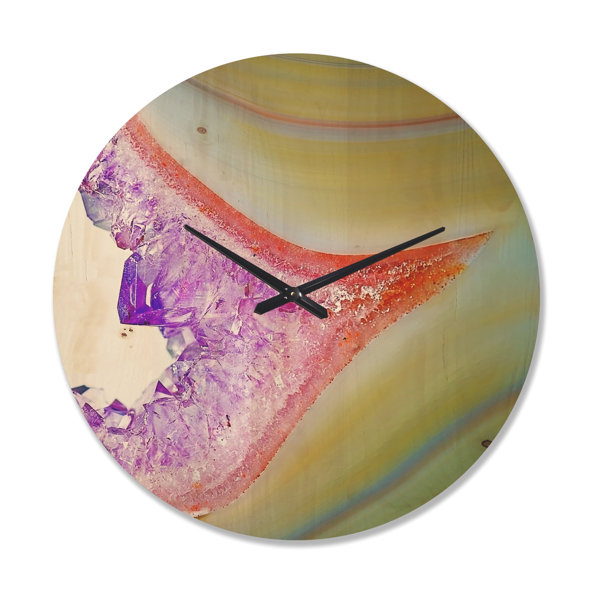 Designart 'Close Up Natural Agate' Modern Wood Wall Clock