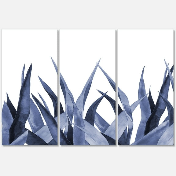 Designart ' Close Up Navy Blue Agave Leaves ' Traditional Canvas Wall Art Print