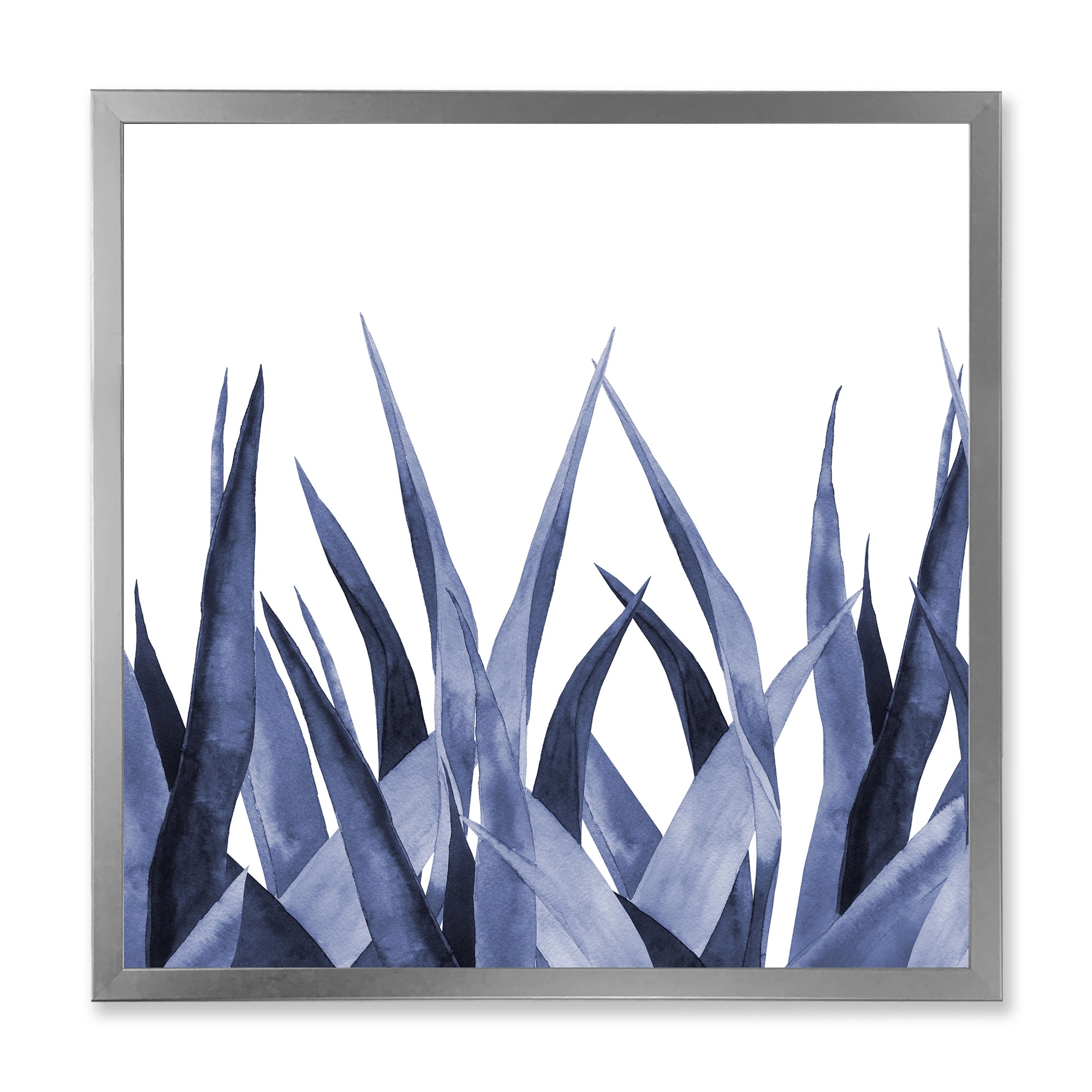 Designart 'Close Up Navy Blue Agave Leaves' Traditional Framed Art Print
