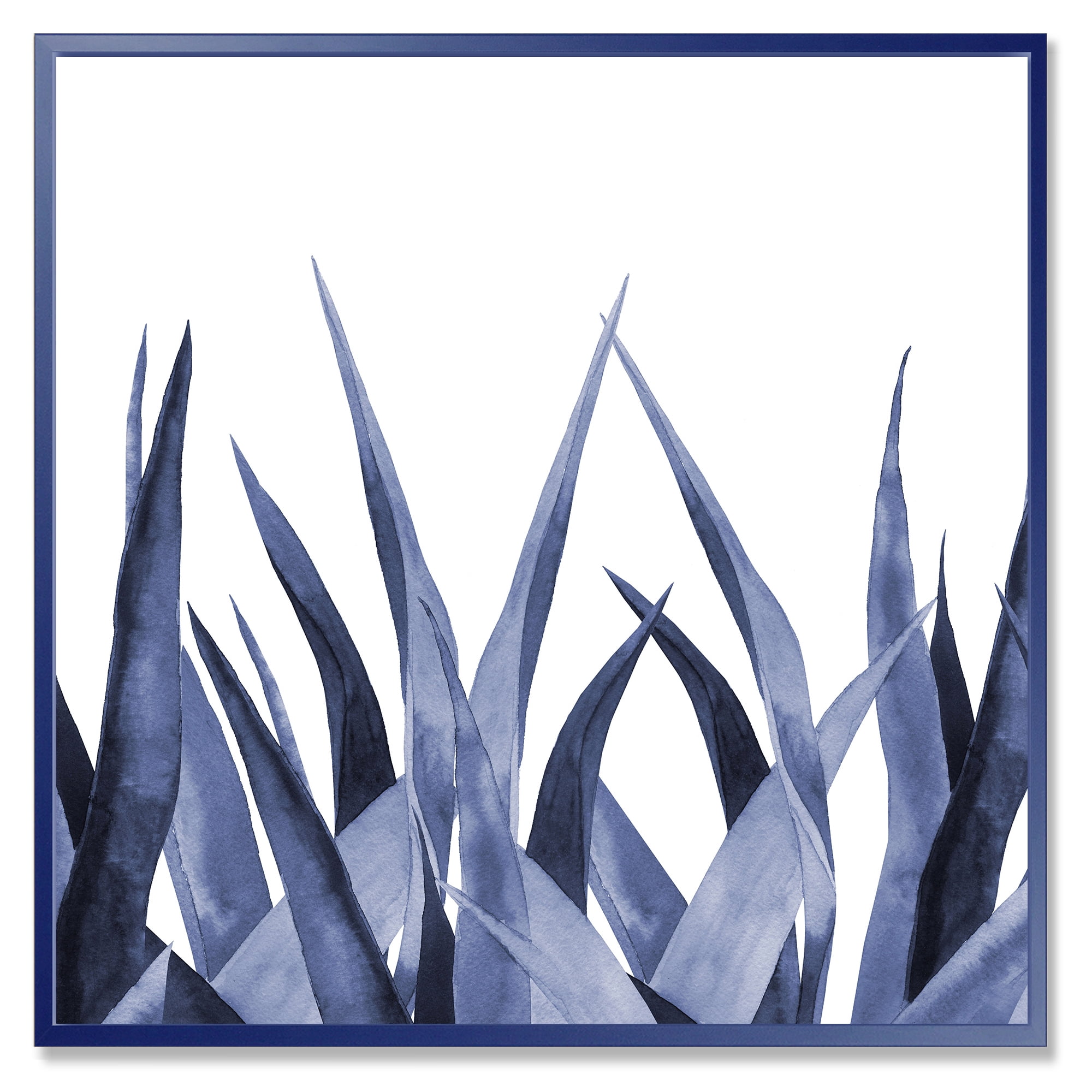 Designart 'Close Up Navy Blue Agave Leaves' Traditional Framed Canvas Wall Art Print