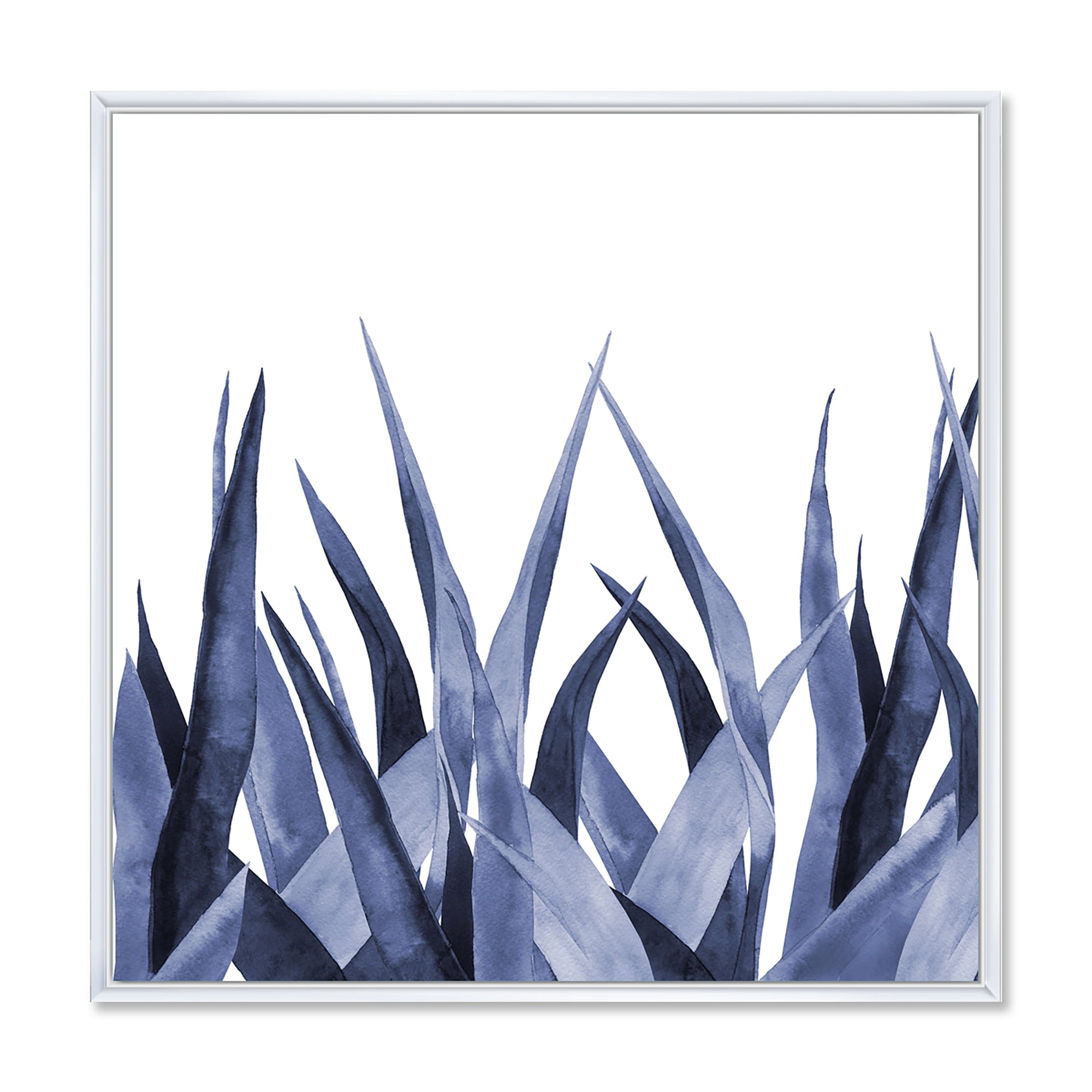 Designart 'Close Up Navy Blue Agave Leaves' Traditional Framed Canvas Wall Art Print