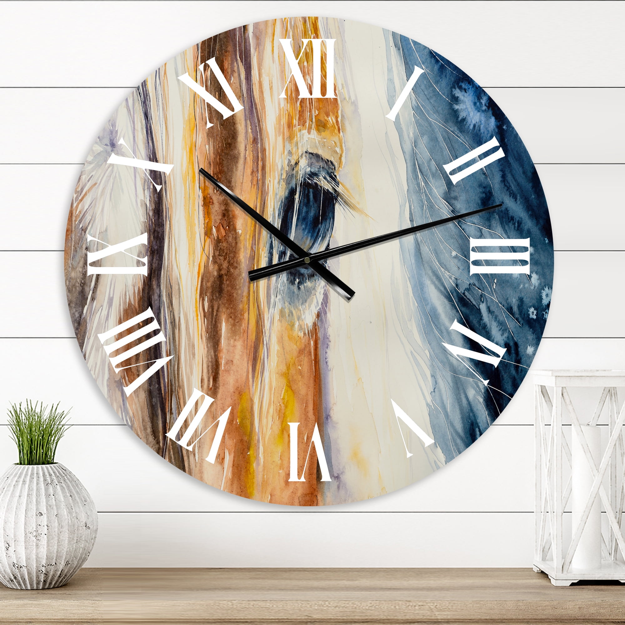 Designart 'Close-Up Of A Beautiful Horses Eye I' Farmhouse Wall Clock