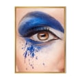 thumbnail image 1 of Designart 'Close Up Of Brown Eye With Blue Fantasy Make Up' Modern Framed Canvas Wall Art Print, 1 of 5