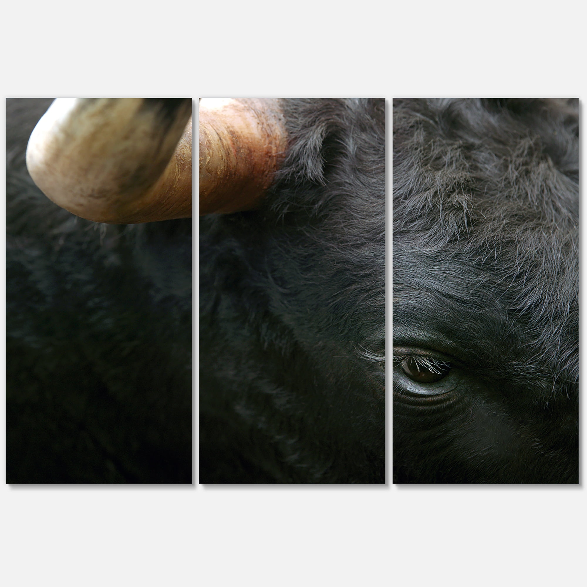 Designart ' Close-Up Of Eye Fighting Bull Head ' Farmhouse Canvas Wall Art Print