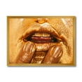 thumbnail image 1 of Designart 'Close Up Of Female Lips With Bright Golden Makeup i' Modern Framed Art Print, 1 of 4