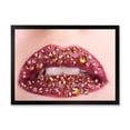 thumbnail image 1 of Designart 'Close-Up Of Girl Lips With Sequins' Modern Framed Art Print, 1 of 4